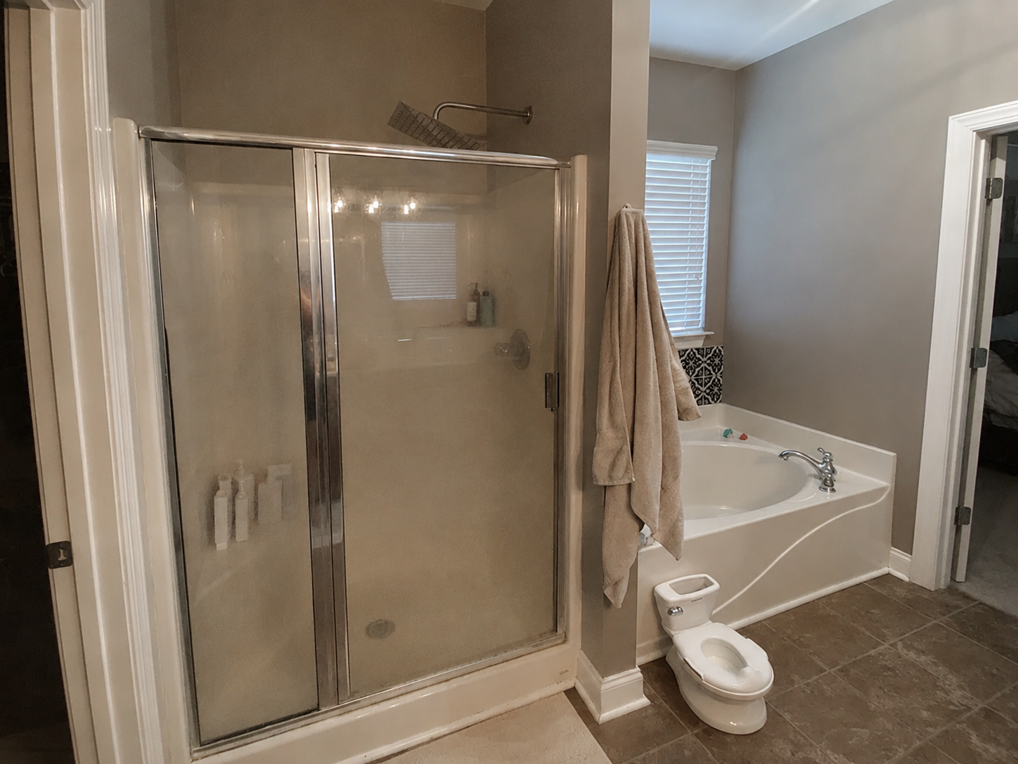Before photo of a bathroom before a Sharp Design Build remodel